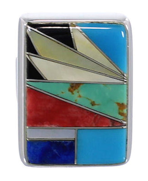 Heavy Multicolor And Sterling Silver Ring Size 6-1/4 WX37609